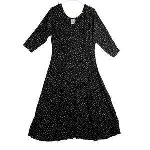 Rabbit Rabbit Rabbit Design Vintage Maxi Dress Medium Black White Polka Dot READ